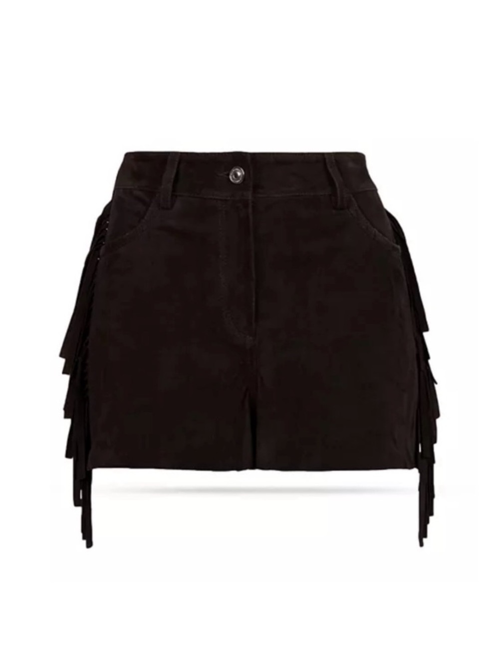 NWT All Saints Black Fringe Suede Tarly Shorts